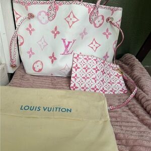 Louis Vuitton Pink and White Monogram Tote